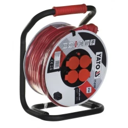 Удлинитель Yato YT-8108, 50 м, 4-розеточный, красный/серый Удлинитель Yato YT-8108, 50 м, 4-розеточный, красный/серый