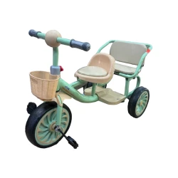 Трехколесный велосипед KQ-A8-1 для двоих, 2-7 лет, бежевый/бирюзовый