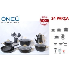 Qab-qacaq dəsti Oncu FS-136, qara, 24 parça