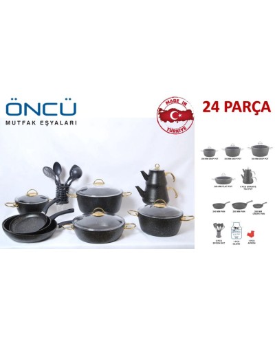Qab-qacaq dəsti Oncu FS-136, qara, 24 parça