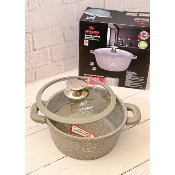 Кастрюля Life Smile LF-SM-024, бежевая, 20 см Кастрюля Life Smile LF-SM-024, бежевая, 20 см