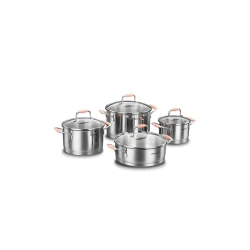 Набор кастрюль Korkmaz A1979-1, нержавеющая сталь/стекло, серебристый, 8 шт