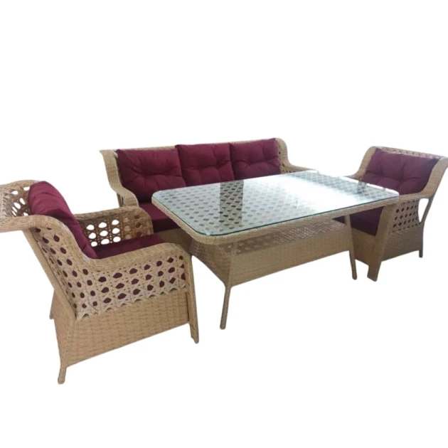 Комплект мебели Zili Rattan Jozefina, 2 кресло, диван, стол, темно-бежевый, 200х87х75 см Комплект мебели Zili Rattan Jozefina, 2 кресло, диван, стол, темно-бежевый, 200х87х75 см