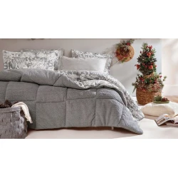 Комплект постельного белья Yataş Pino Triola, одеяло 155x215 см, простыня 100x200 см, наволочка 50x70 см, односпальный, хлопок/полиэстер, Gri