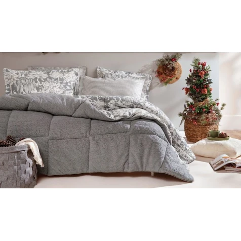 Комплект постельного белья Yataş Pino Triola, одеяло 155x215 см, простыня 100x200 см, наволочка 50x70 см, односпальный, хлопок/полиэстер, Gri