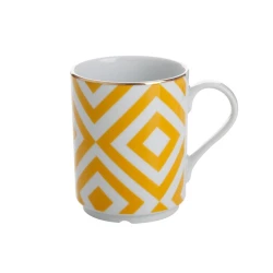 Кружка Porland Morocco Desen4, фарфор, белая/желтая, 340 мл Кружка Porland Morocco Desen4, фарфор, белая/желтая, 340 мл