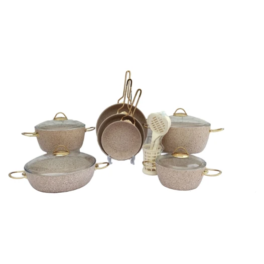Набор посуды Canali EVDC014, 17 предметов, алюминий/гранит, бежевый