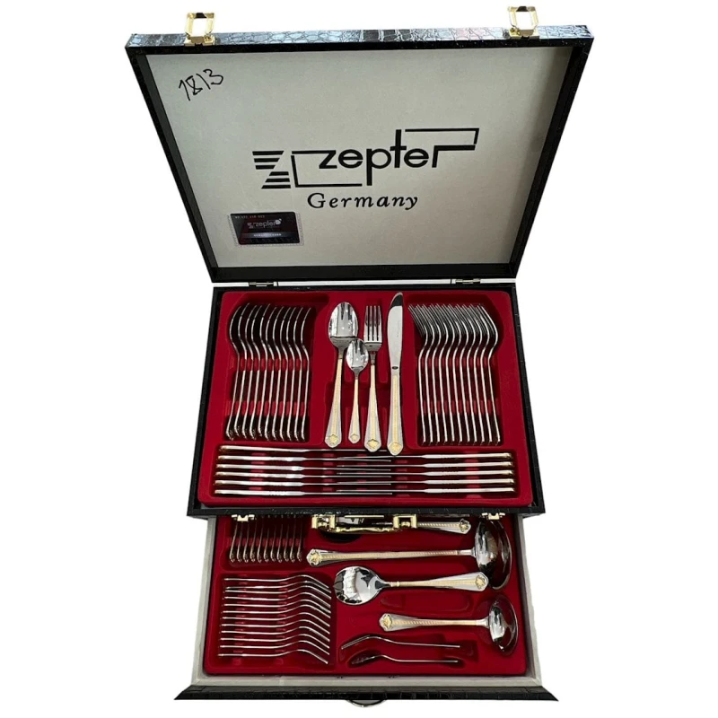 Набор столовых приборов Zepter ZGH 00235, 72 предмета, нержавеющая сталь, серебристый/золотистый Набор столовых приборов Zepter ZGH 00235, 72 предмета, нержавеющая сталь, серебристый/золотистый