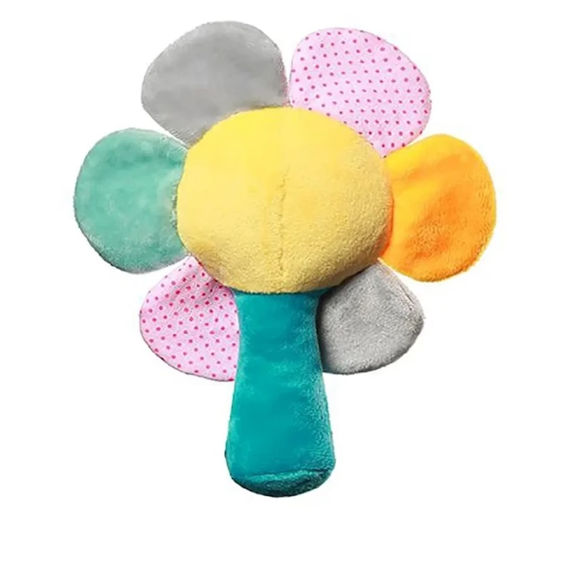 Погремушка Babyono Цветок Радуги, полиэфир, разноцветная, 3+ мес