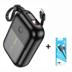 Xarici akkumulyator Hoco Q20 Fountain 10000mAh Black və hədiyyə Hoco X88 Micro Usb White
