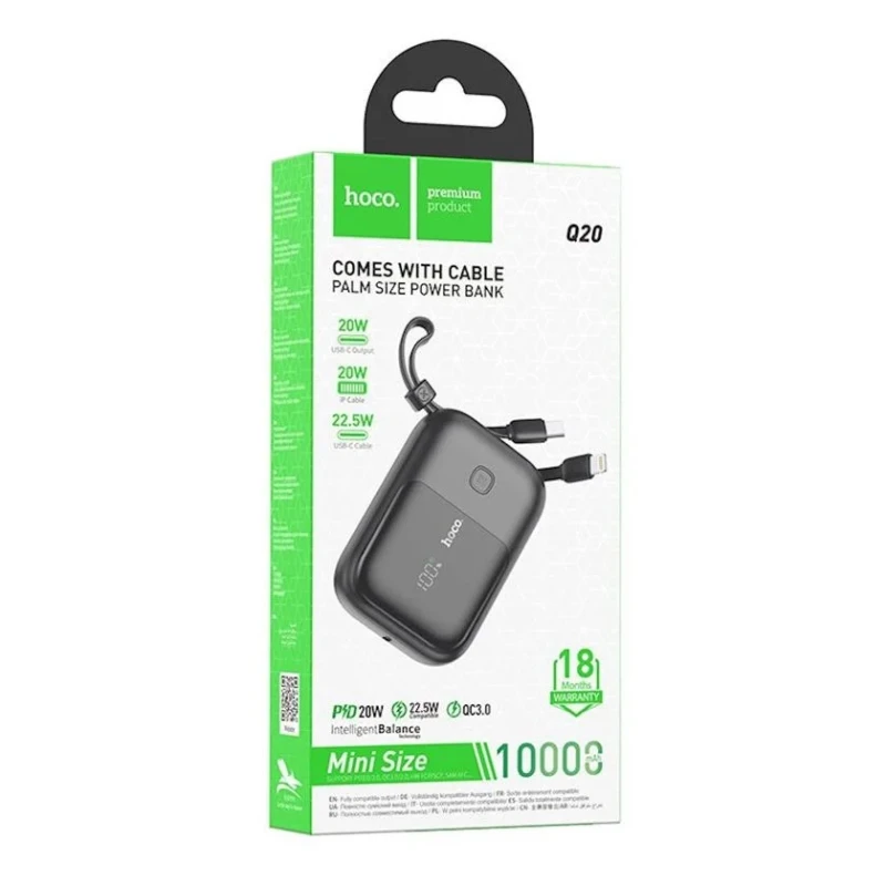 Xarici akkumulyator Hoco Q20 Fountain 10000mAh Black və hədiyyə Hoco X88 Micro Usb White Xarici akkumulyator Hoco Q20 Fountain 10000mAh Black və hədiyyə Hoco X88 Micro Usb White