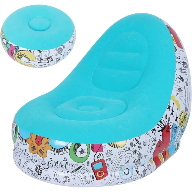 Şişmə kreslo və pufik, PVC, mavi Şişmə kreslo və pufik, PVC, mavi