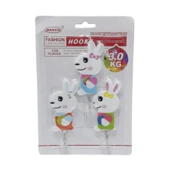 Крючки для ванной в форме зайчика, белые, 3 шт Крючки для ванной в форме зайчика, белые, 3 шт