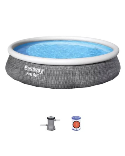 Hovuz Bestway 57376, şişmə, dairəvi, 396x396x84 sm, 7340 l, boz