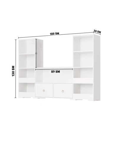 Stellaj Ev Plus Aronda, 180x130x30 sm, LDSP, ağ