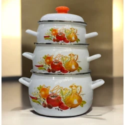 Набор кастрюль Tez-bazar-334, эмаль, разноцветный