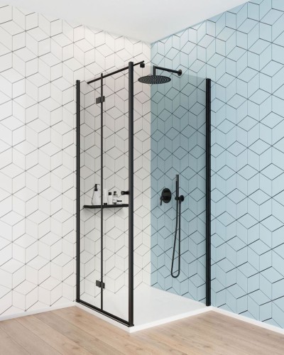 Duş qapıları Deante Kerria Plus, 90x200 sm, qara/şəffaf