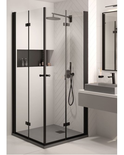 Duş qapıları Deante Kerria Plus, 90x200 sm, qara/şəffaf