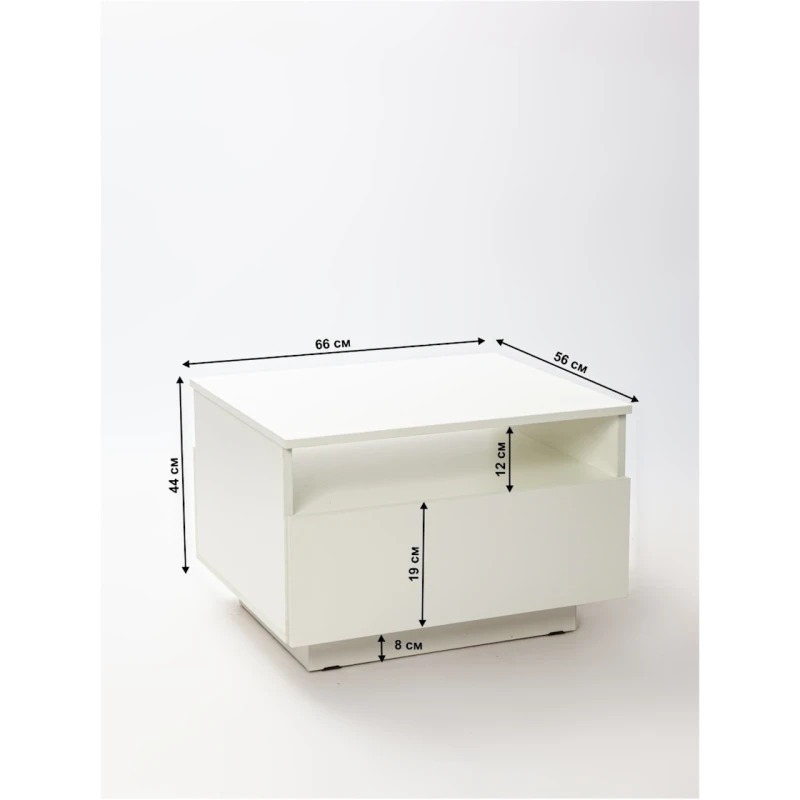 Журнальный стол Letta, белый, ЛДСП, 66х44x56 см