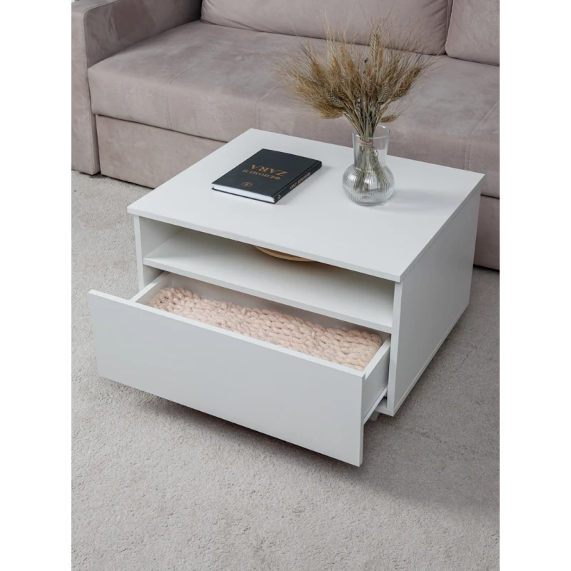 Журнальный стол Letta, белый, ЛДСП, 66х44x56 см