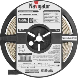 Лента Navigator NLS-3528W60-4.8-IP20-12V R5 светодиодная, 5000мм, 8x3мм Лента Navigator NLS-3528W60-4.8-IP20-12V R5 светодиодная, 5000мм, 8x3мм
