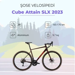 Şose velosipedi Cube Attain SLX 2023 676410 ölçü S, 53 sm, tünd qırmızı/qırmızı