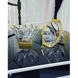 Фруктовница Gallery Home GLR-128, прозрачная/золотистая, 25 см, 1 шт