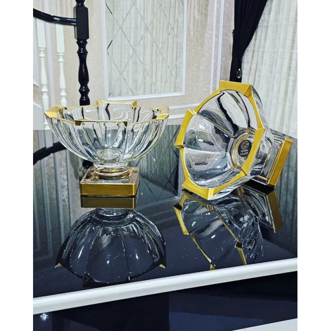 Фруктовница Gallery Home GLR-128, прозрачная/золотистая, 25 см, 1 шт Фруктовница Gallery Home GLR-128, прозрачная/золотистая, 25 см, 1 шт