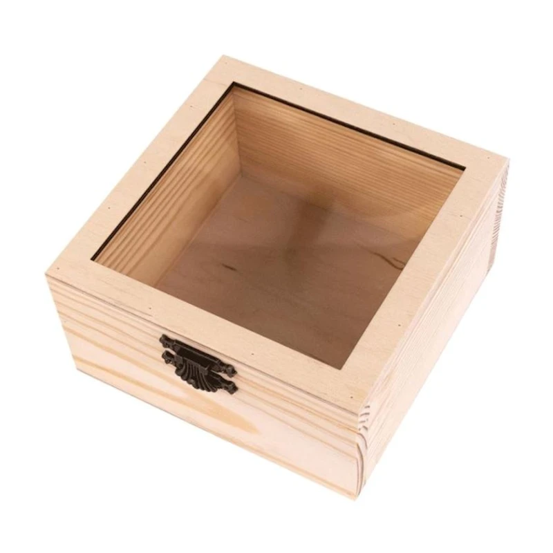 Шкатулка Rosa Talent, с прозрачной крышкой и с деревянным ключом, 15х15х8 см