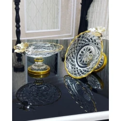 Менажница Gallery Home GLR-048, прозрачная/золотистая, 20 см, 1 шт Менажница Gallery Home GLR-048, прозрачная/золотистая, 20 см, 1 шт