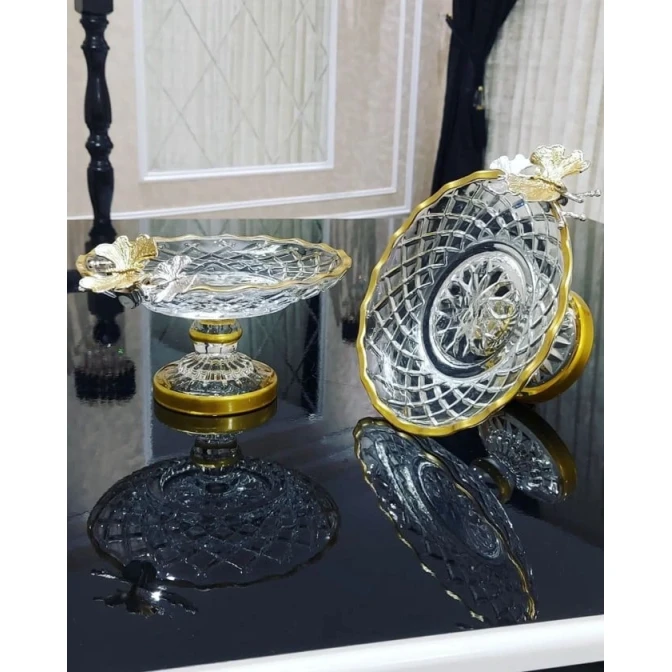 Менажница Gallery Home GLR-048, прозрачная/золотистая, 20 см, 1 шт Менажница Gallery Home GLR-048, прозрачная/золотистая, 20 см, 1 шт