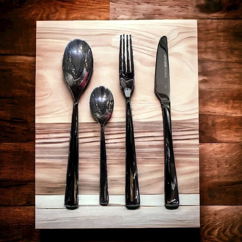 Süfrə ləvazimatları dəsti LF-HH-001, qara, 12 nəfərlik, 48 parça