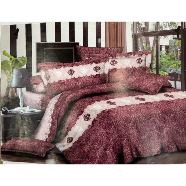 Комплект постельного белья Luxe Cotton LX-MK-0009, простыня 200x220 см, пододеяльник 200x220 см, наволочки 50x70 см, двуспальный, сатин, разноцветный