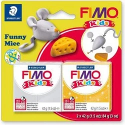 Набор для лепки из полимерной глины Fimo Kids Funny Mice, Веселая мышка, 2 цвета по 42г