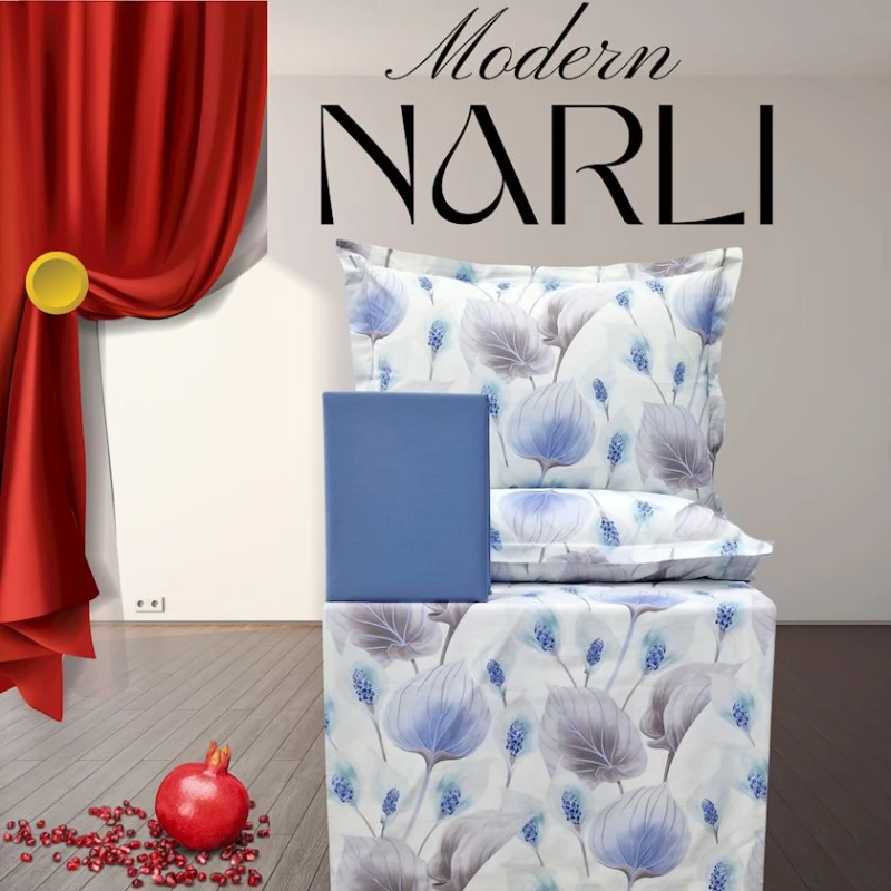 Комплект постельного белья Narlı 1154, пододеяльник 200x220 см, простыня 240х260 см, наволочки 50х70 см, двуспальный, хлопок, разноцветный