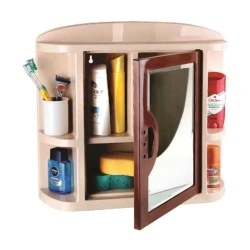 Шкаф с зеркалом для ванной Wonder, пластик, розовый, 49х47х13 см Шкаф с зеркалом для ванной Wonder, пластик, розовый, 49х47х13 см