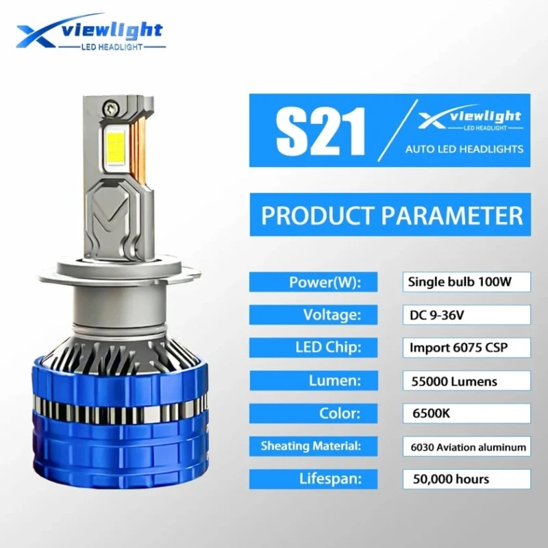 Светодиодная лампа для автомобильных фар S21 Led H4, 200W