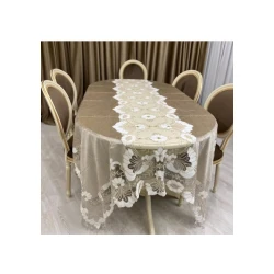 Скатерть MM Tekstil MM-115, велюр, коричневая, 180х270 см