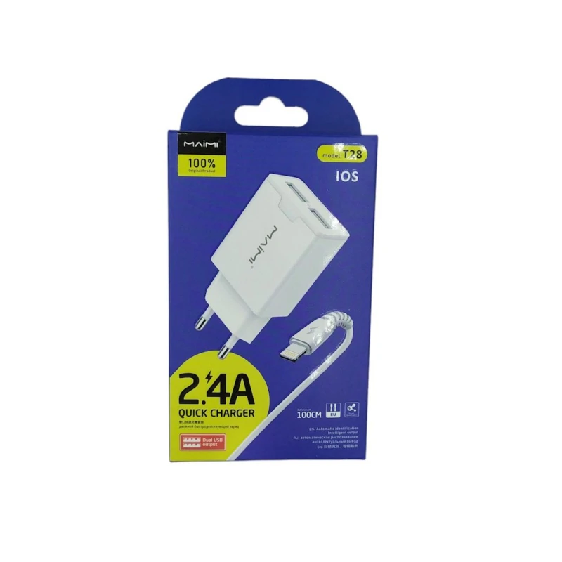 Сетевое зарядное устройство Maimi T28 with Lightning, Белый Сетевое зарядное устройство Maimi T28 with Lightning, Белый