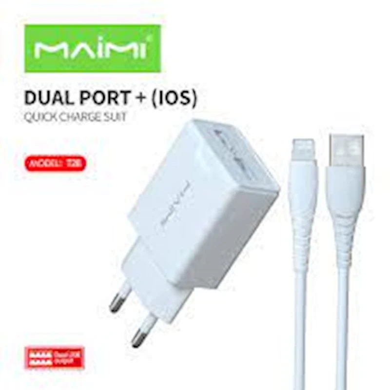 Сетевое зарядное устройство Maimi T28 with Lightning, Белый Сетевое зарядное устройство Maimi T28 with Lightning, Белый