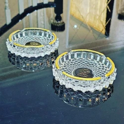 Kül qabı JJ-007J, şəffaf/qızılı, 13 sm