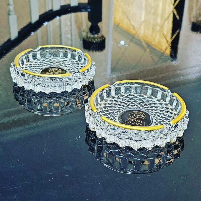 Kül qabı JJ-007J, şəffaf/qızılı, 13 sm