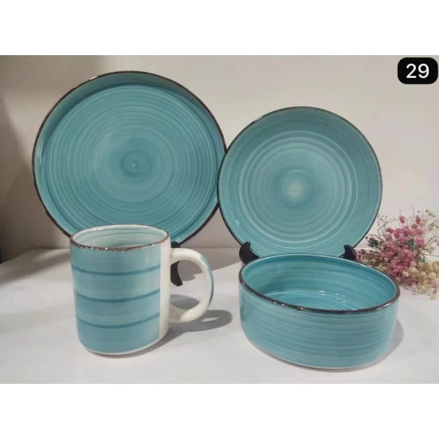 Süfrə qab-qacaq dəsti 911miv-N29, keramika, mavi, 4 nəfərlik, 16 parça