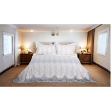 Örtük və yastıq üzü dəsti Luxe Cotton, 260x260/50x70 sm, ikinəfərlik, velür, boz