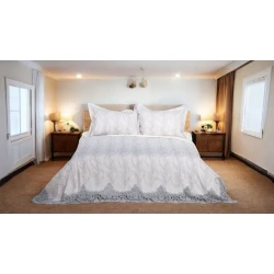 Örtük və yastıq üzü dəsti Luxe Cotton, 260x260/50x70 sm, ikinəfərlik, velür, boz