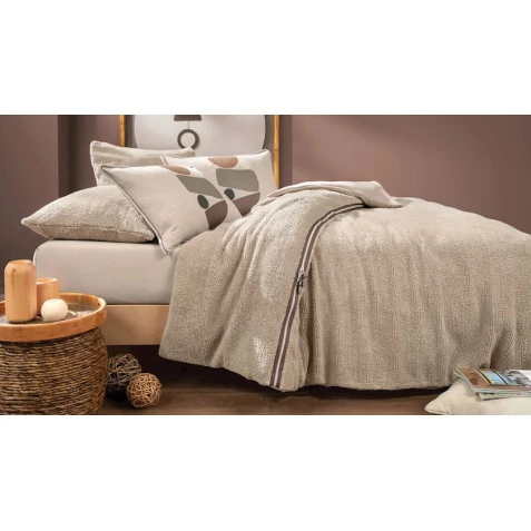 Yataq dəsti Yataş CoverMe Stone, yataq örtüyü 200x220 sm, mələfə 160х200 sm, yastıq üzü 50x70 sm (2 əd), ikinəfərlik, pambıq/poliester, bej
