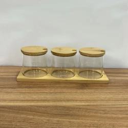 Набор емкостей для хранения, 3 шт, 23x11 см, на подставке, круглые