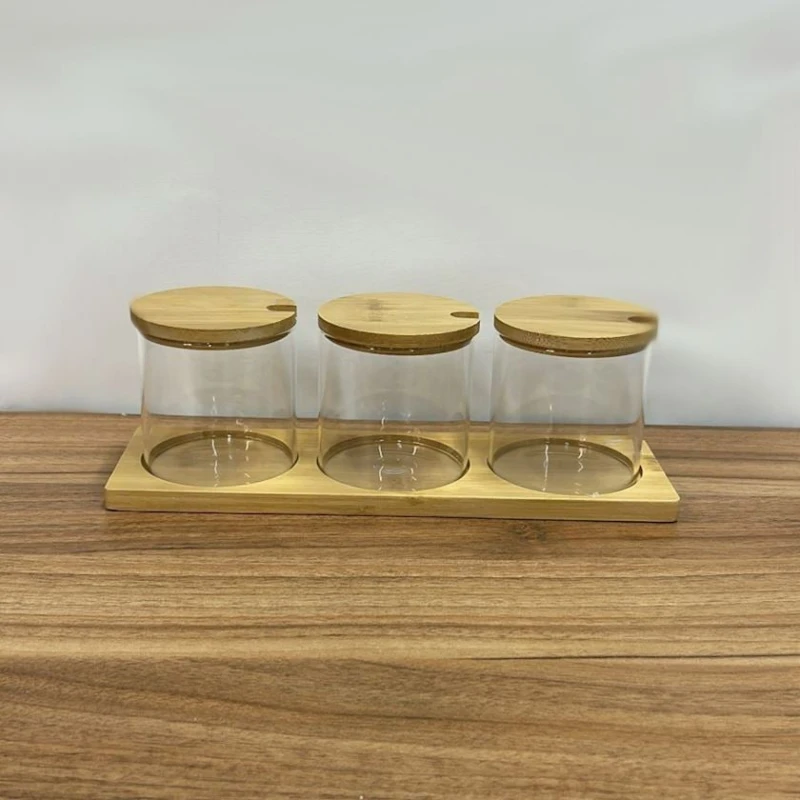 Набор емкостей для хранения, 3 шт, 23x11 см, на подставке, круглые