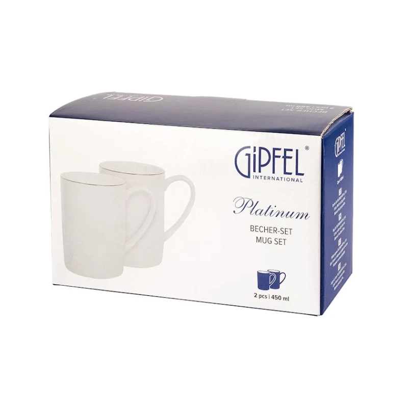 Набор кружек Gipfel Platinum 51538, костяной фарфор, белый, 450 мл Набор кружек Gipfel Platinum 51538, костяной фарфор, белый, 450 мл