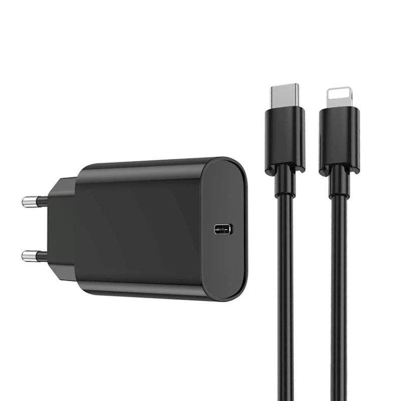 Зарядное устройство Wiwu Wi-U001 with Type-C to Lightning cable, Black Зарядное устройство Wiwu Wi-U001 with Type-C to Lightning cable, Black